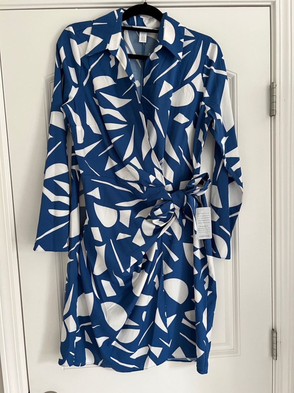 Blue and White Abstract Wrap Dress NWTS SIZE 14 London Times